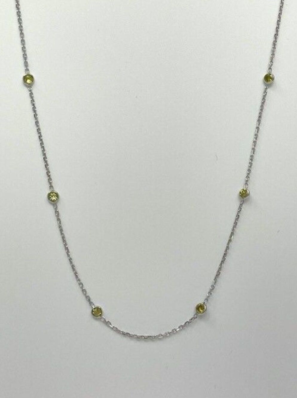 Fancy Yellow Diamond Necklace 0.69ct 11-Stone Natural 14K White Gold